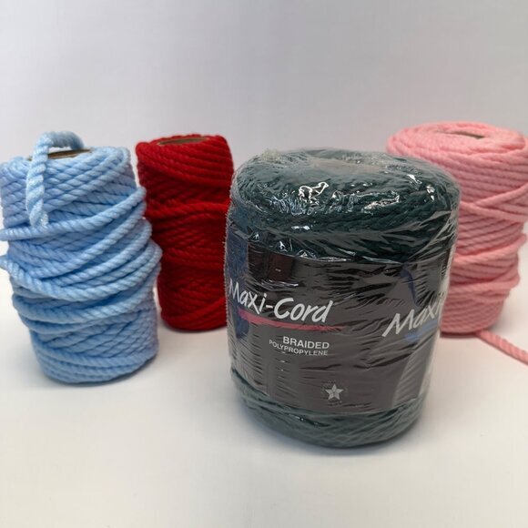 Maxi-Cord Braided Polypropylene Macrame Cord Lot Green Red Blue Pink - Picture 1 of 9